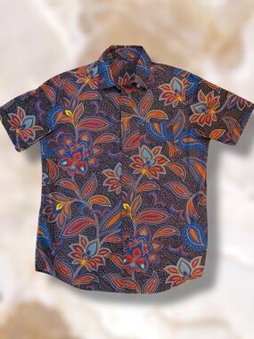 Men's Vibrant Floral Print Short-Sleeve Shirt - Multicolor